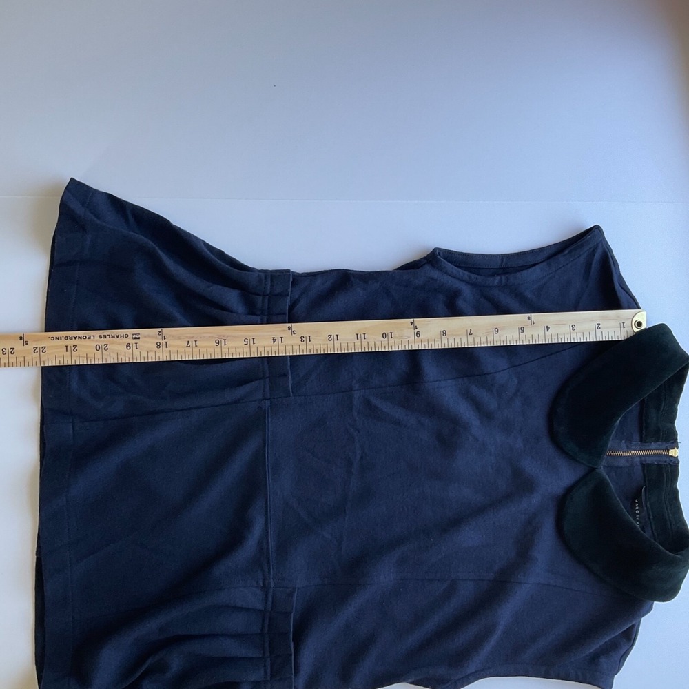 Marc by Marc Jacobs Vintage Top Peter Pan Collar Pleats Preppy Small Navy Blk Sm - Picture 12 of 12